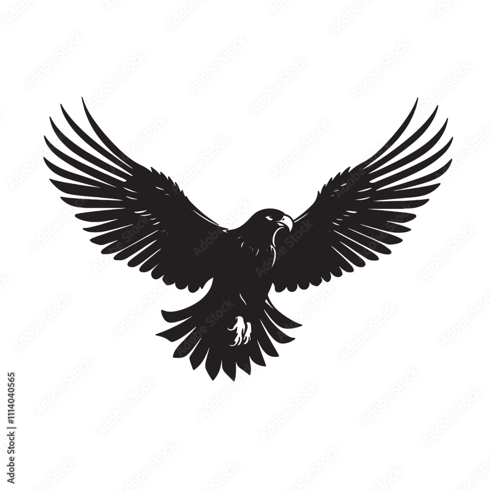 Obraz premium Eagle Silhouette Landing on Rocky Terrain