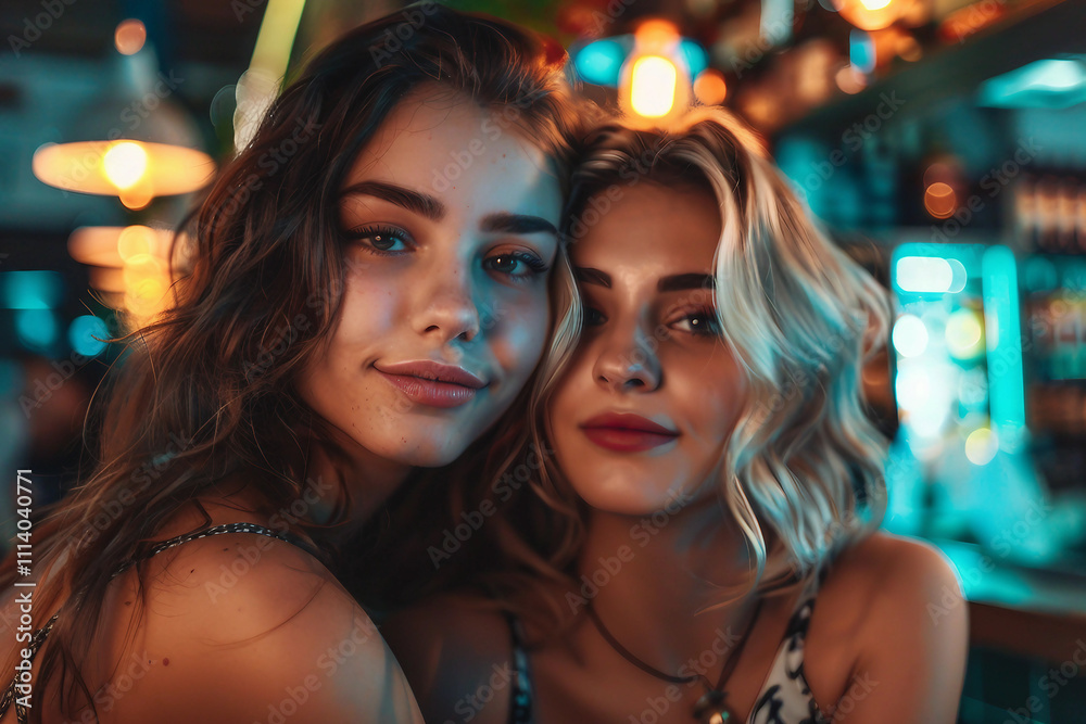 Ai generated image of young person resting in pub at evening Ai generated image of young person resting in pub at evening