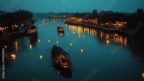 Scenic Boat Ride Along the Thu Bon River at Dusk