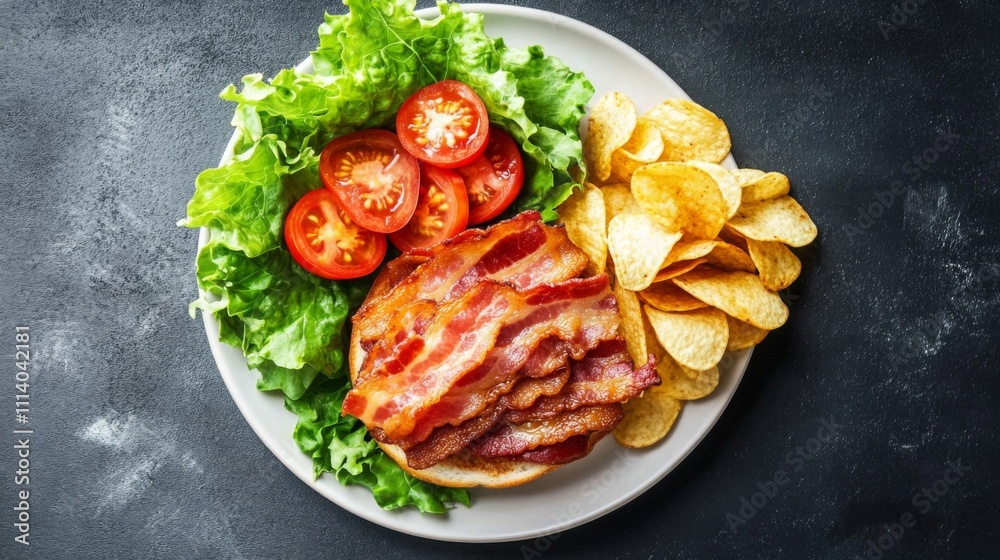 Delicious Bacon Sandwich with Fresh Lettuce and Tomato Slices Delicious Bacon Sandwich with Fresh Lettuce and Tomato Slices
