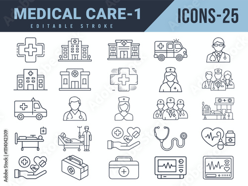 Medical care Line Editable Icons set. Vector illustration in modern thin line style of medical care icons.