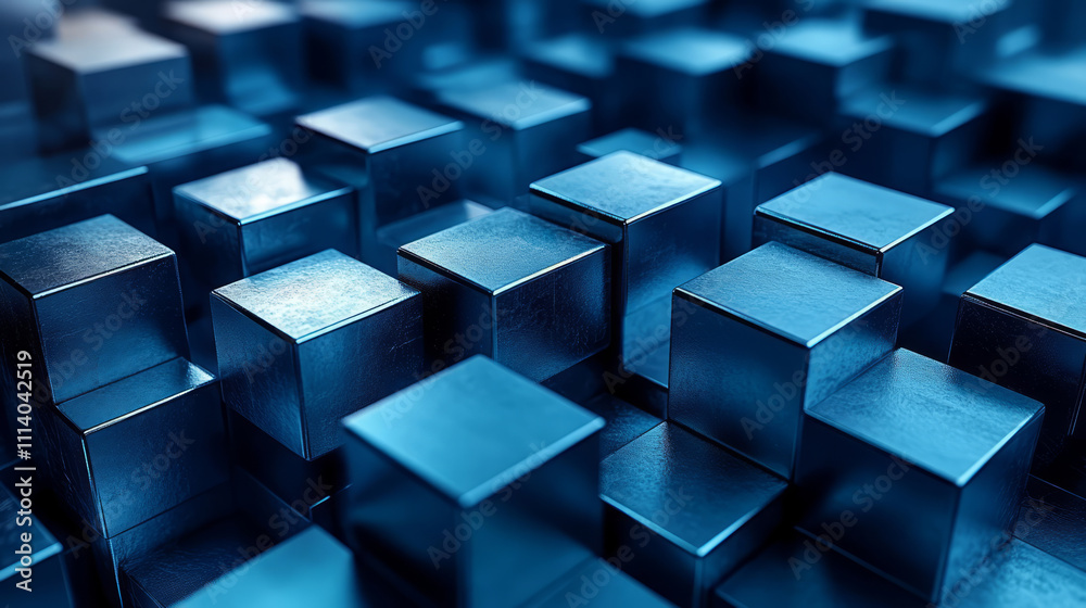 Abstract blue geometric cube business technology theme background Abstract blue geometric cube business technology theme background