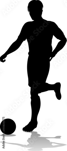 A soccer or football player male silhouette man