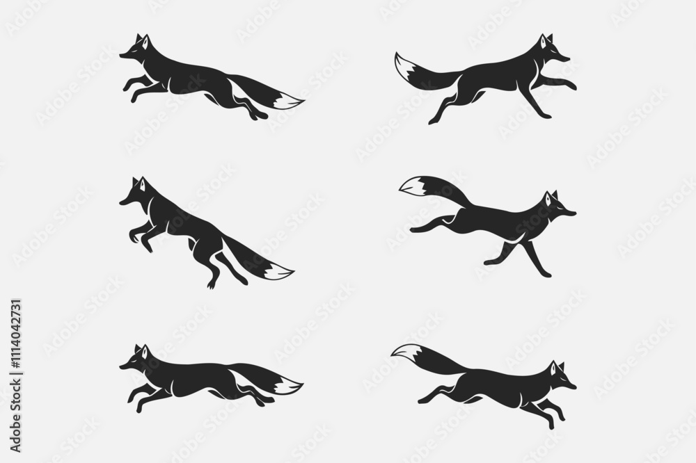 Fox running and jumping , vector, silhouette, illustration, artwork, wild Fox running and jumping , vector, silhouette, illustration, artwork, wild