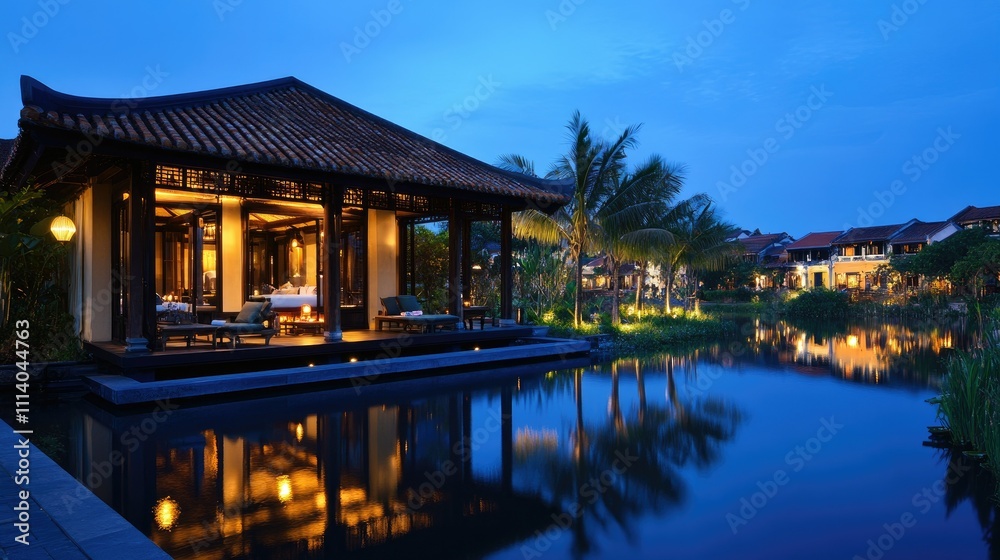 Fototapeta premium Iconic Japanese Covered Bridge in Hoi An at Night