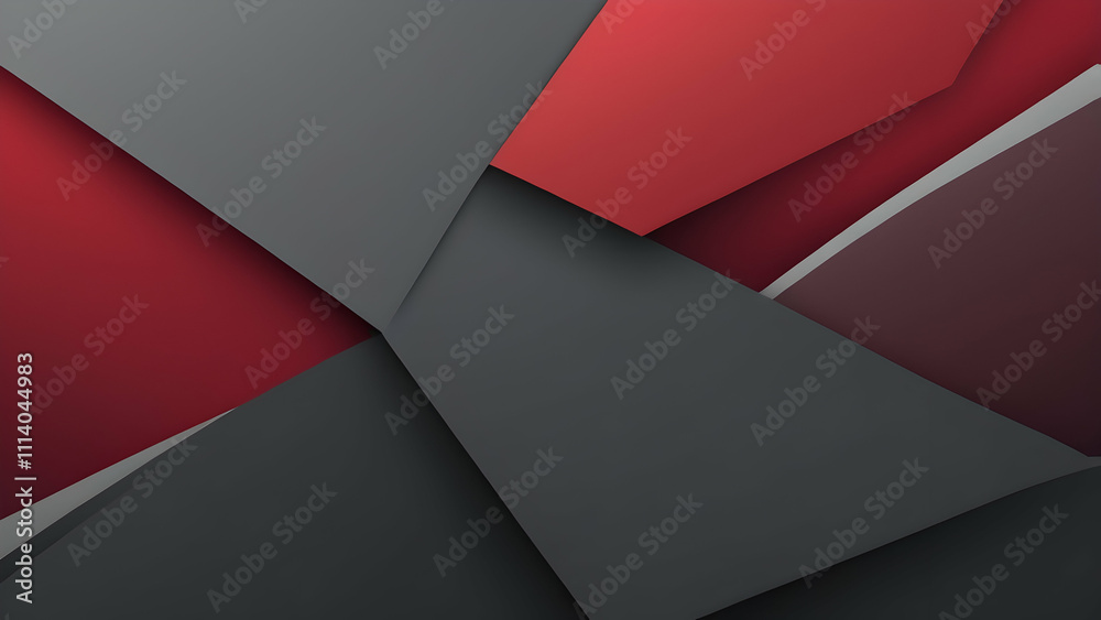 Minimalist Crimson Red, Charcoal Gray Geometric Background with Soft Gradients and Modern Aesthetic