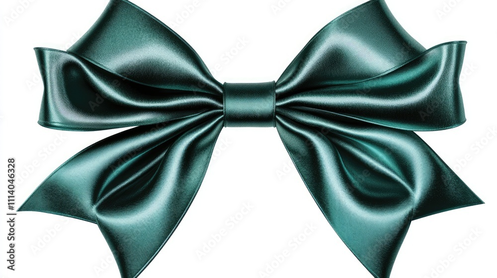 Christmas bow clipart, satin finish, emerald green and silver, isolated on white background Christmas bow clipart, satin finish, emerald green and silver, isolated on white background