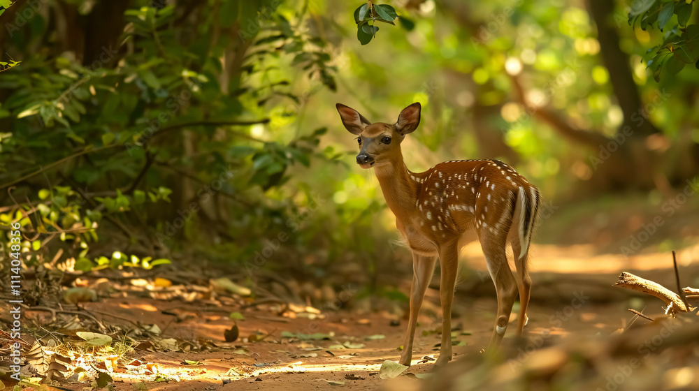 Wild Spotted Deer Looking Back: A wild spotted deer looking back in Yala National Park. Wild Spotted Deer Looking Back: A wild spotted deer looking back in Yala National Park.