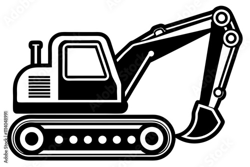 Excavator heavy equipment Flat illustration