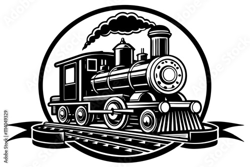 Vintage train isolated on white background
