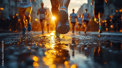 Running marathon in urban,