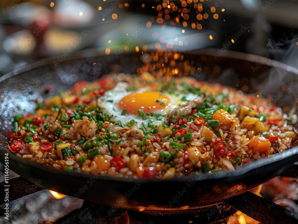 Fried Rice with a Fried Egg in a Pan Fried Rice with a Fried Egg in a Pan