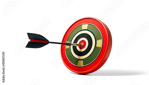 Dartboard with darts Sports game. Marketing time concept. Targeting the business. Realistic 3d design target and arrows. Concept web elements. 