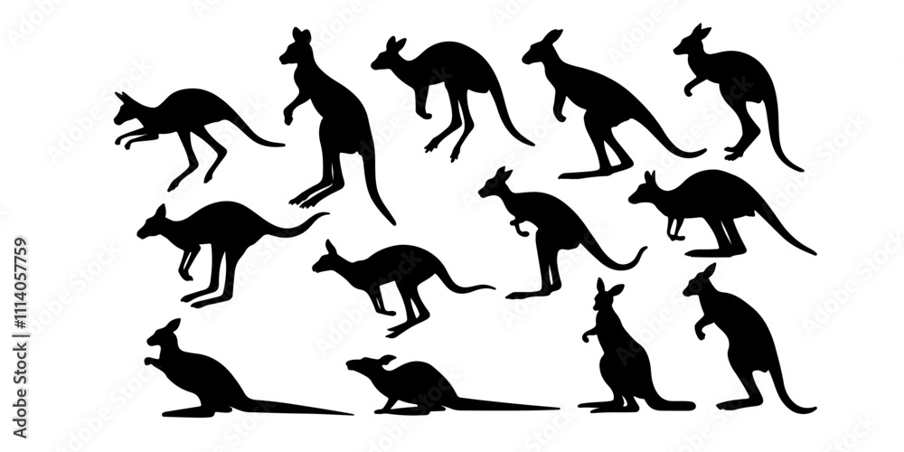 Naklejka premium Kangaroo Silhouette Vector Illustration