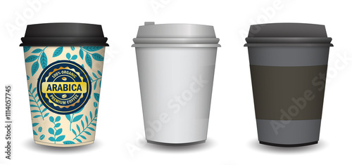 Wallpaper Mural Set Illustration of Blank Disposable Coffee Cups Mock up with Lids  Torontodigital.ca
