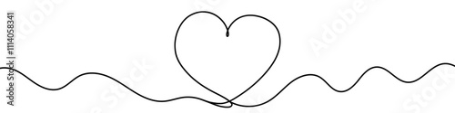 Continuous line drawing a heart shape expressing love and affection. Vector illustration.