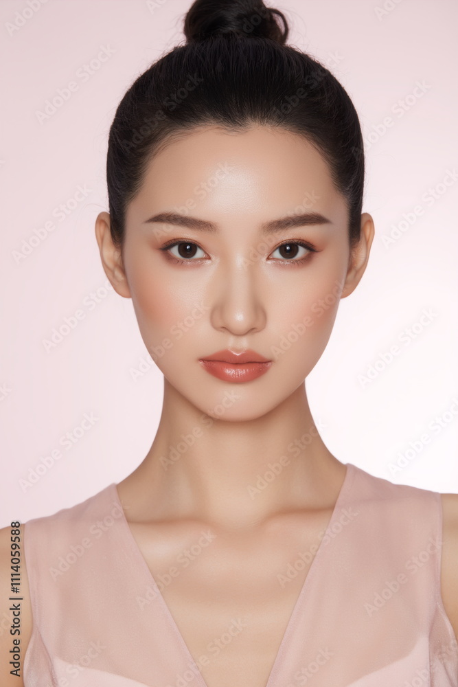 ナチュラル美容メイクの若い女性のポートレート ナチュラル美容メイクの若い女性のポートレート