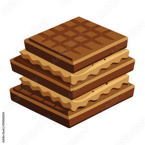 Crispy Chocolate Wafers – Delicious Layered Snack, Perfect for Any Occasion, Isolated on White Background.