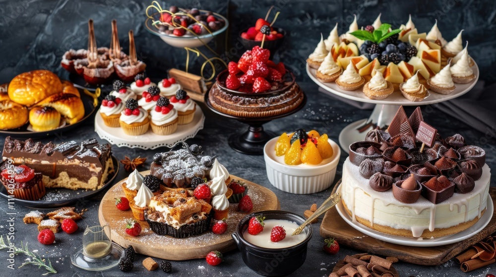 Celebrate International Dessert Day with a variety of delightful sweets and treats at a festive gathering Celebrate International Dessert Day with a variety of delightful sweets and treats at a festive gathering