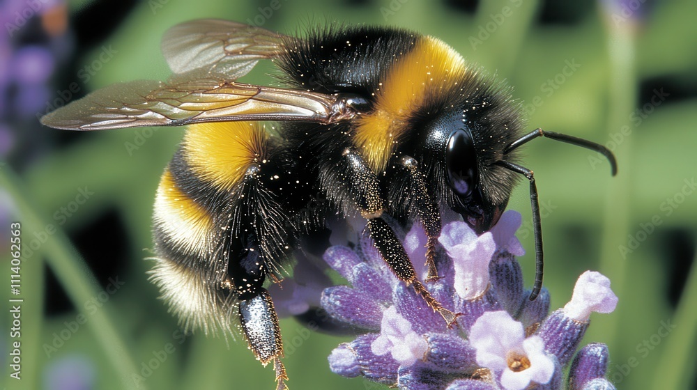 Bumblebee on Lavender Flower Close-Up Bumblebee on Lavender Flower Close-Up