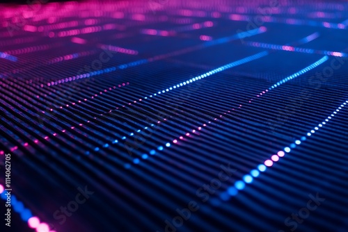 Futuristic Neon Grid Pattern with Glowing Effects photo