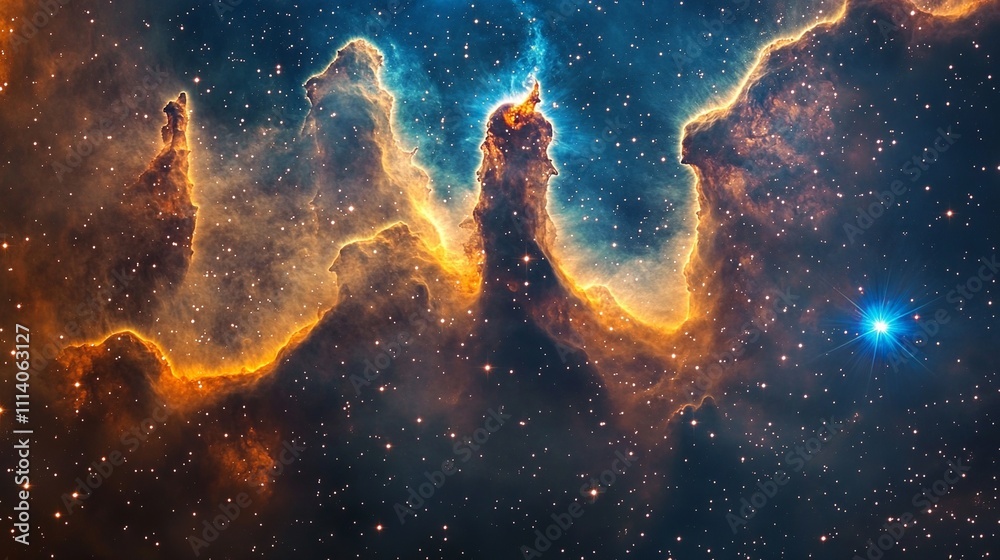Fototapeta premium cloud nebula of a colorful cosmic galaxy. Starry night sky. Astronomy and universe science. Background wallpaper of a supernova.