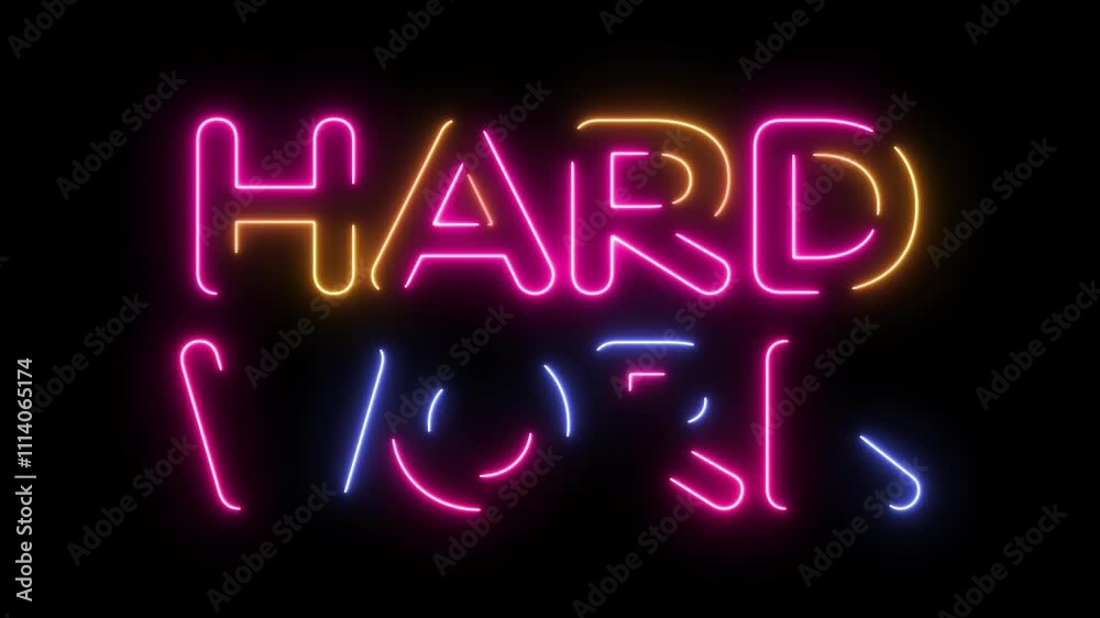 Glowing and Flickering Neon Hard work Sign Animated on Black Background
Glowing and Flickering Neon Hard work Sign Animated on Black Background