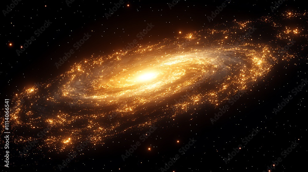 Obraz premium A glowing elliptical galaxy with warm golden light in its dense central region