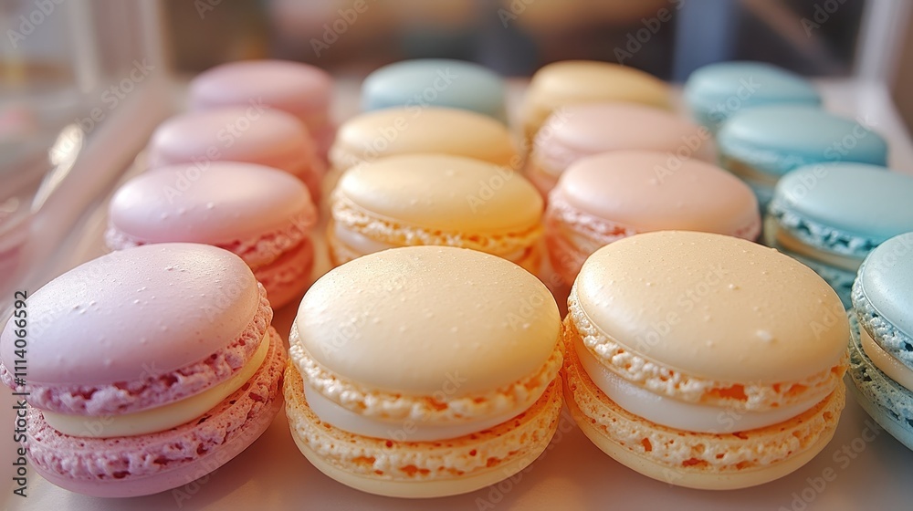 Obraz premium Coquette macarons sweets pastel colors.