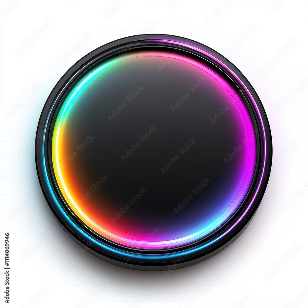 A vibrant, illuminated button design with sleek lines, isolated on a white background for digital applications. A vibrant, illuminated button design with sleek lines, isolated on a white background for digital applications.