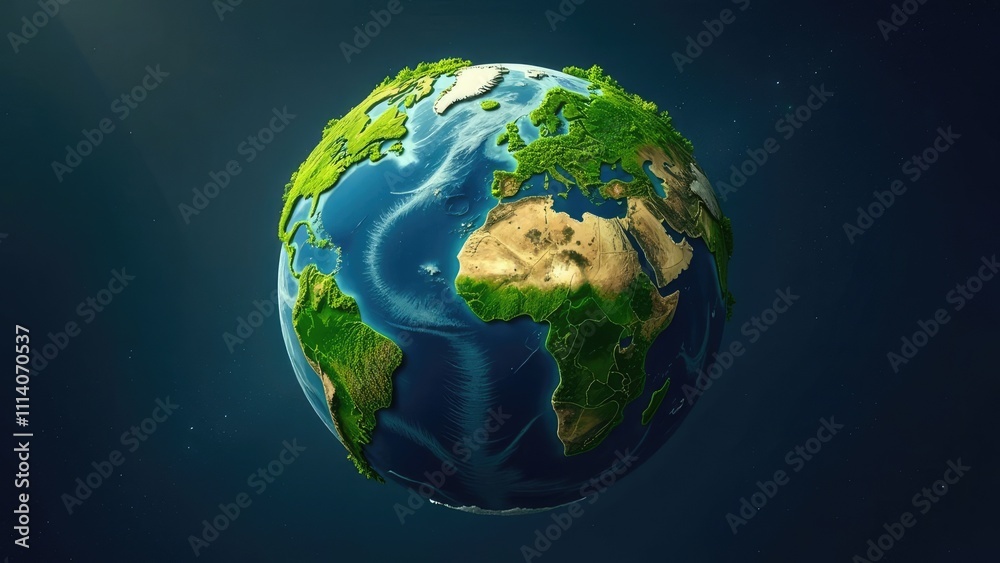 Fototapeta premium Earth Globe Covered In Green Leaves, Ecology Concept. Happy Earth Day