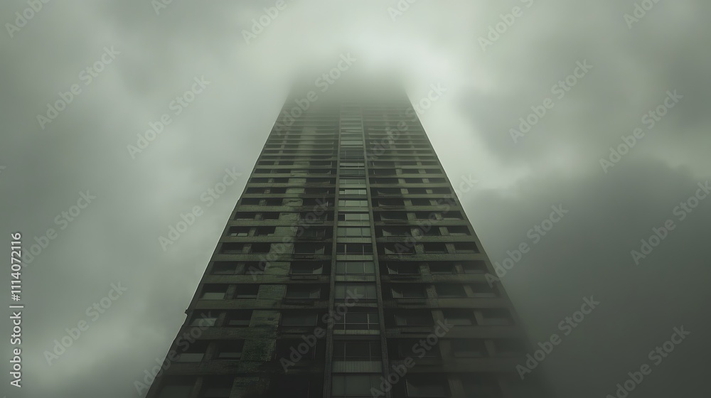 Mysterious tower shrouded in fog reveals the beauty of urban landscapes at dawn Mysterious tower shrouded in fog reveals the beauty of urban landscapes at dawn