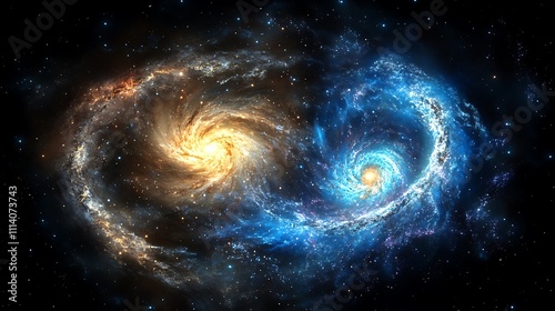 A cosmic view of a galaxy merging with a smaller companion galaxy