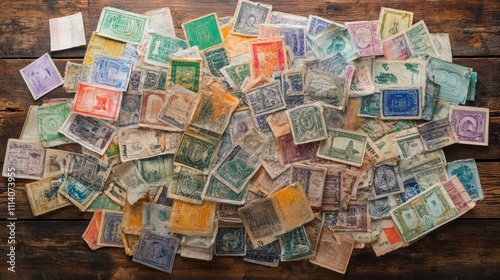 Vintage Currency Collection - A Colorful Pile of Historical Documents