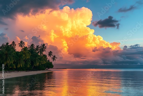 Dramatic Tropical Sky with Large Towering Clouds photo