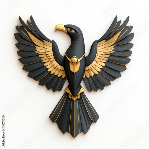 A striking black and gold eagle emblem showcases detailed wing designs and a regal posture, perfect for branding, logos, or themed decor, It symbolizes power, freedom, and elegance,