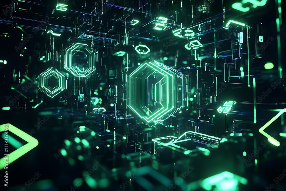 Futuristic Design with Glowing Digital Holographs Futuristic Design with Glowing Digital Holographs