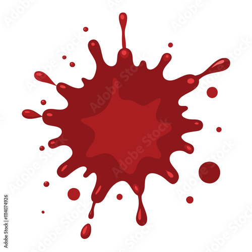 Realistic Bloodstain Splash – Dark Red Background. Isolated on White Background.