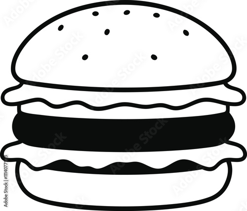 hamburger silhouette simple design food vector icon black and white burger outline eps ai format
