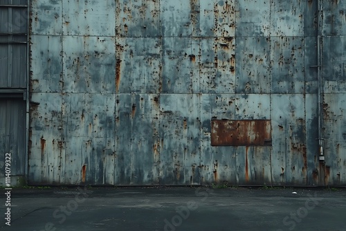 Rough Corrugated Metal Wall with Rust Paint photo