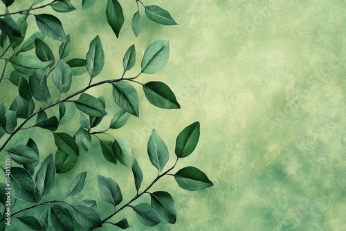 Lush Green Leaves on Textured Background