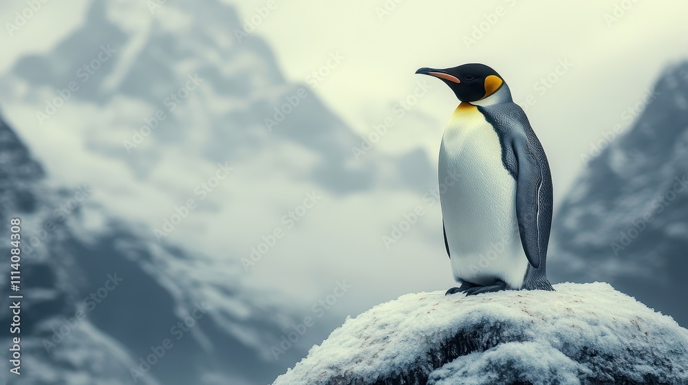 Fototapeta premium Majestic emperor penguin on white