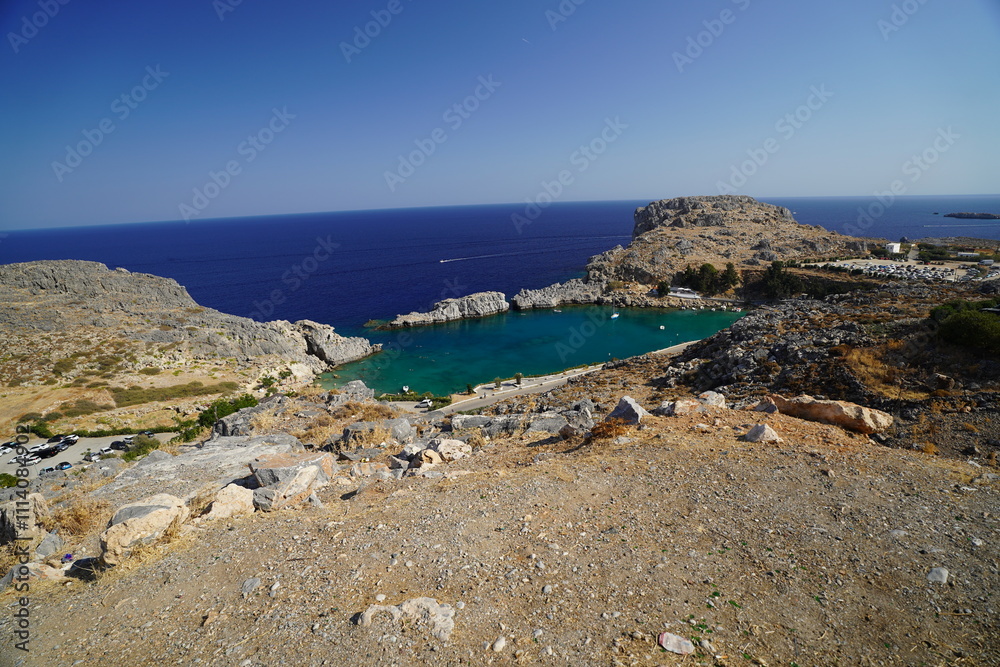 Saint Paul bay , rocky creek with blue water Saint Paul bay , rocky creek with blue water