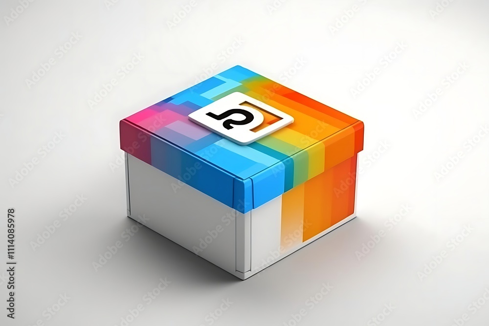Colorful cube gift box with abstract design and logo. Colorful cube gift box with abstract design and logo.