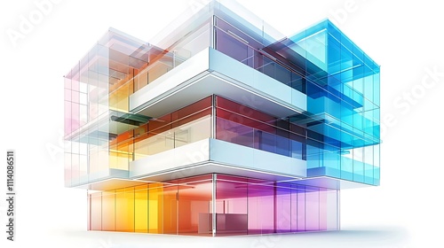 Colorful glass building architectural model.