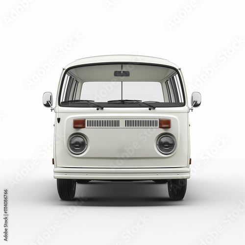 front view classic luxurious van car on white background