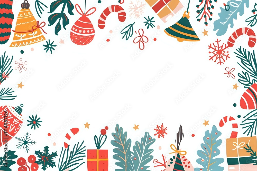 Obraz premium Create Festive Holiday Designs with Ornaments, Candy Canes, and Winter Plants: A Guide to Christmas Decorations and Illustration Techniques for a Joyful Celebration