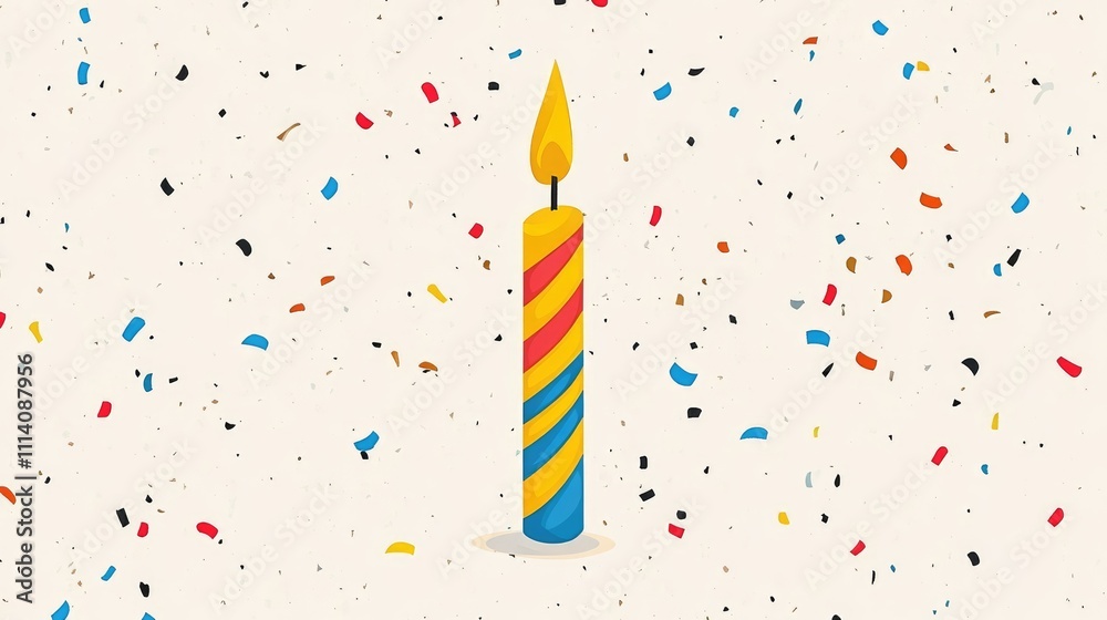 A single candle clipart, anniversary element, minimalistic style, isolated on white background A single candle clipart, anniversary element, minimalistic style, isolated on white background