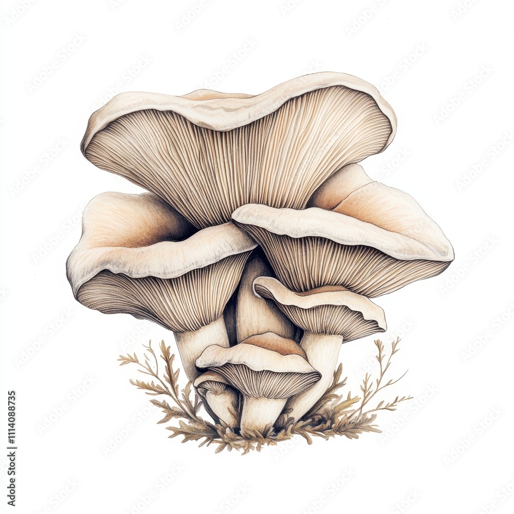 Isolated Oyster fungi on a white background.