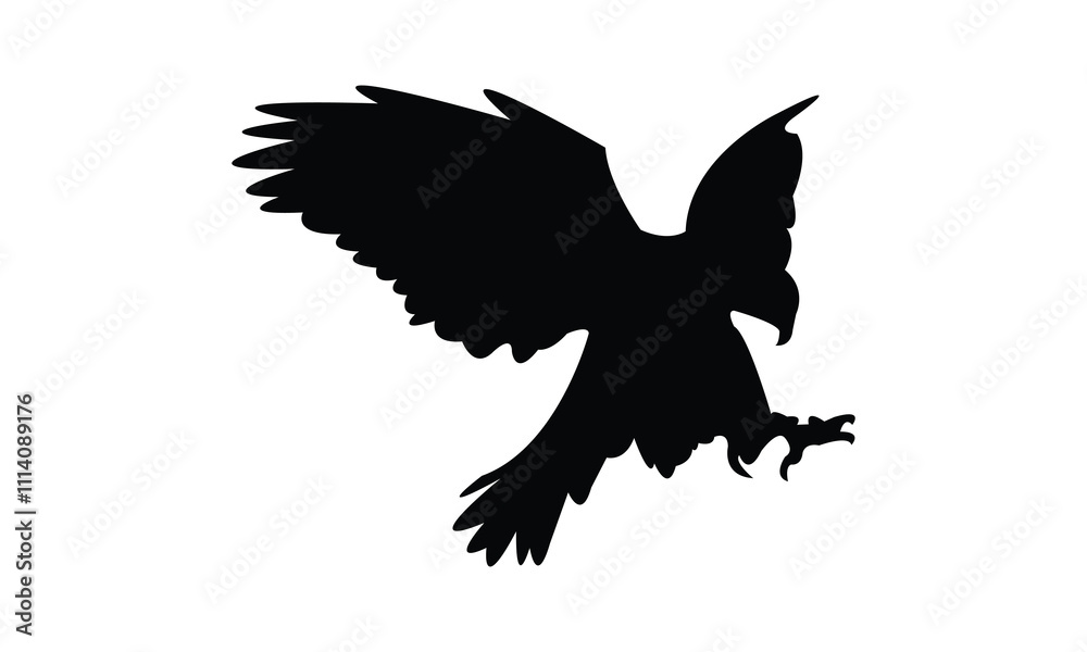 Obraz premium Flying Hawk Bird Silhouette Design And Vector Illustration. 